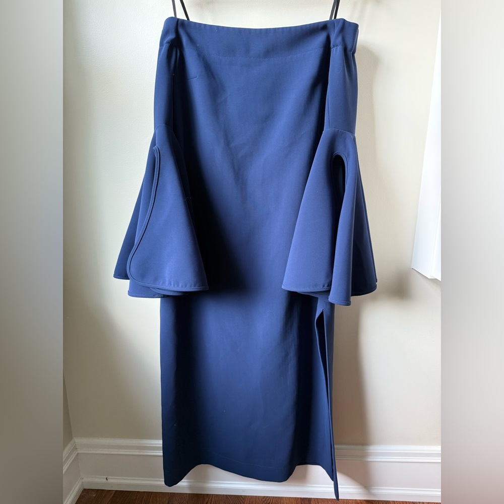 ELLERY‎ Bell Sleeve Dress Blue Elegant Dramatic Feminine Designer Old Money 8